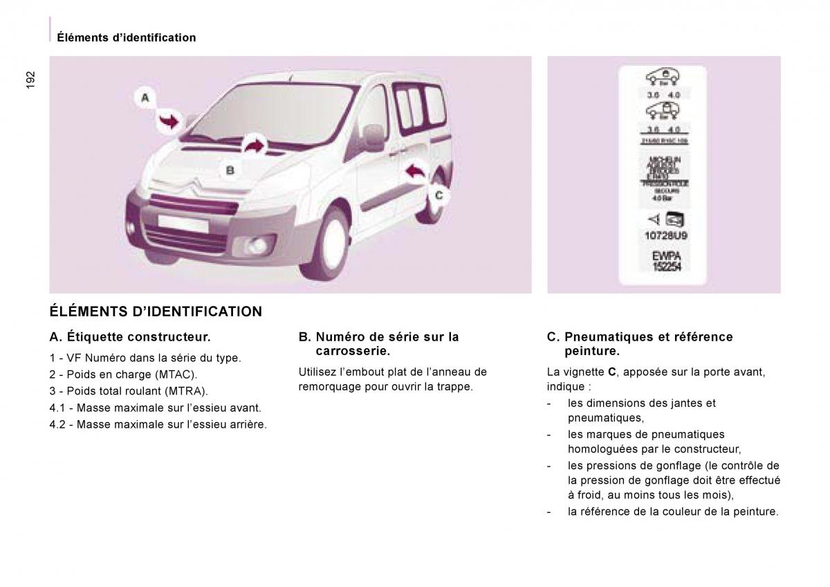 Citroen Jumpy Combi I 1 manuel du proprietaire / page 198