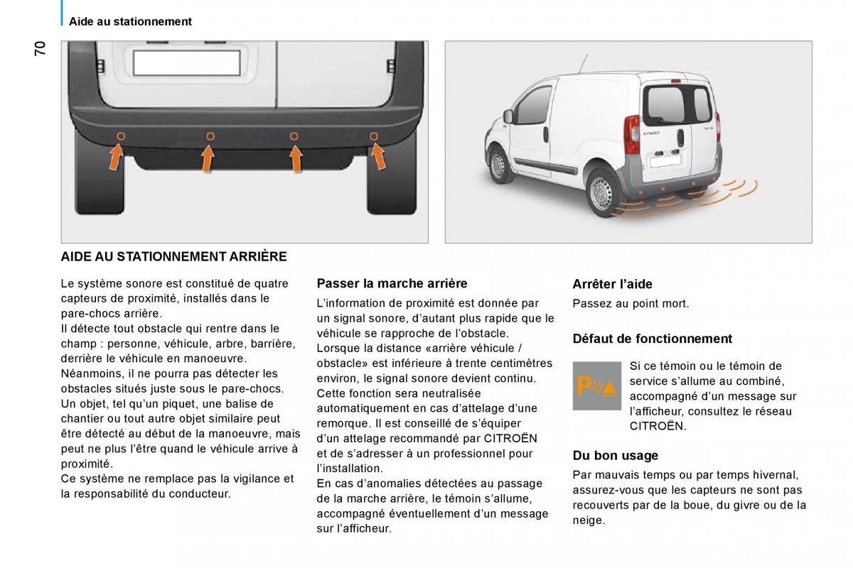 Citroen Nemo manuel du proprietaire / page 74