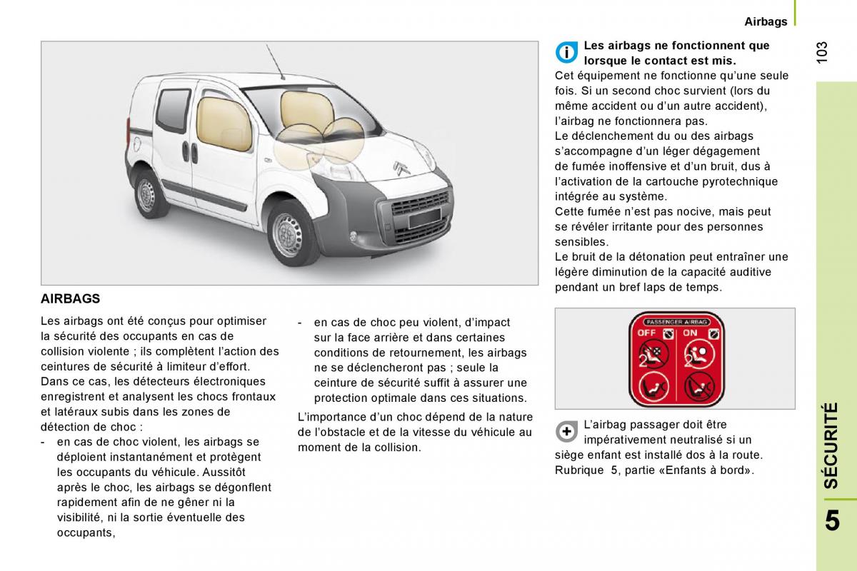 Citroen Nemo manuel du proprietaire / page 107