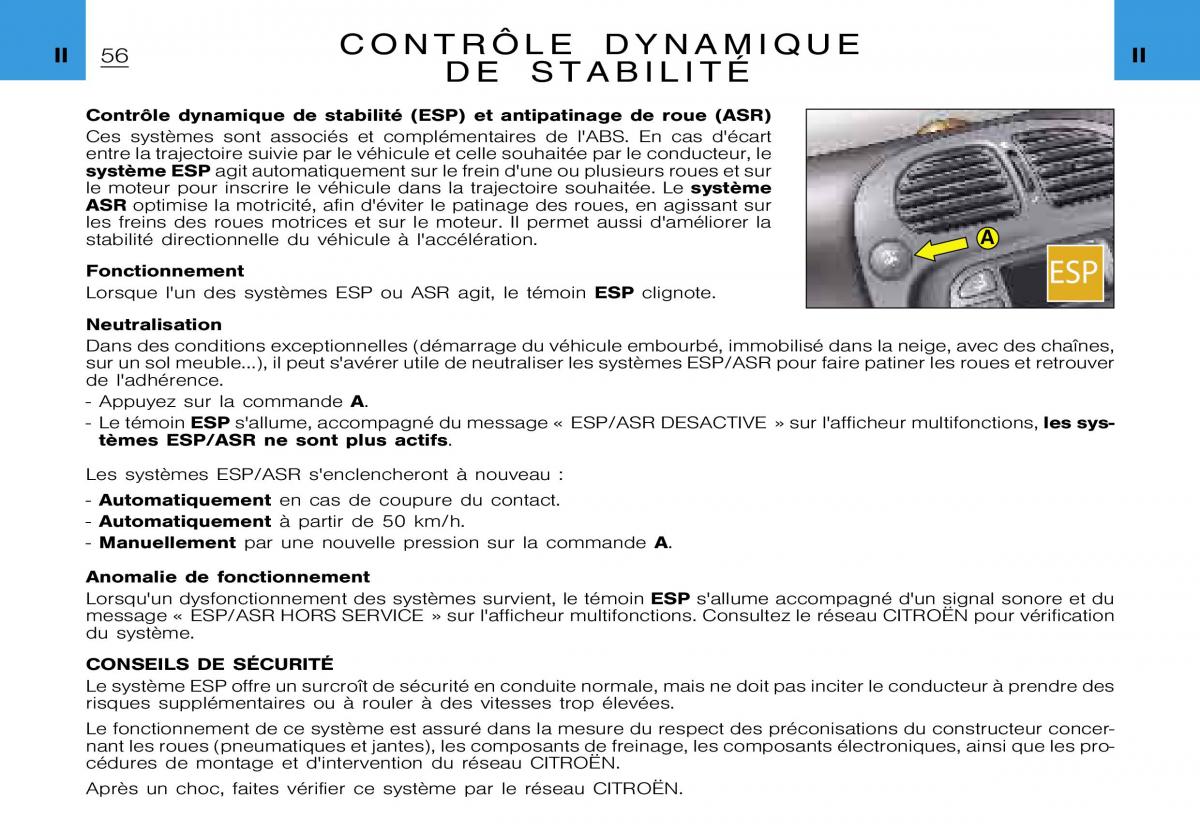 Citroen Xsara Picasso manuel du proprietaire / page 58