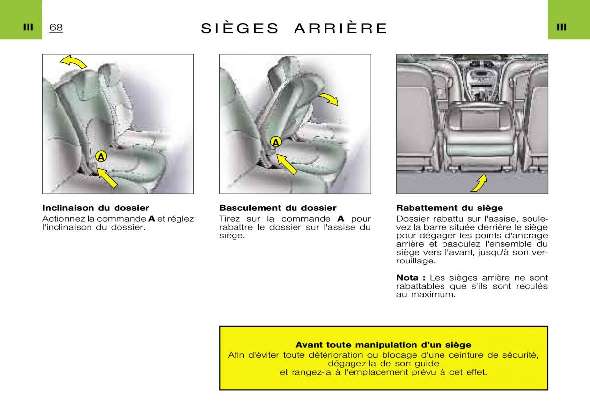 Citroen Xsara Picasso manuel du proprietaire / page 70