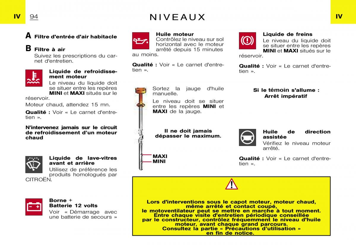 Citroen Xsara Picasso manuel du proprietaire / page 96