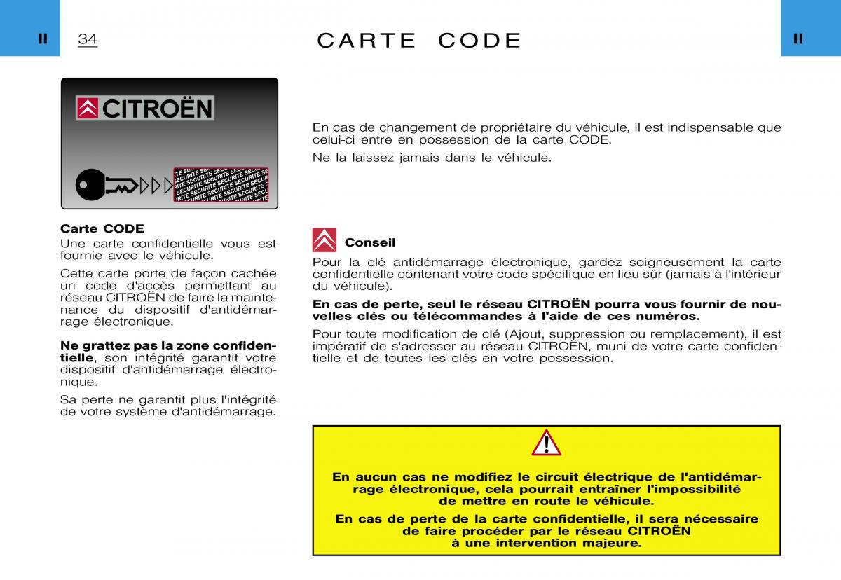 Citroen Xsara Picasso manuel du proprietaire / page 36