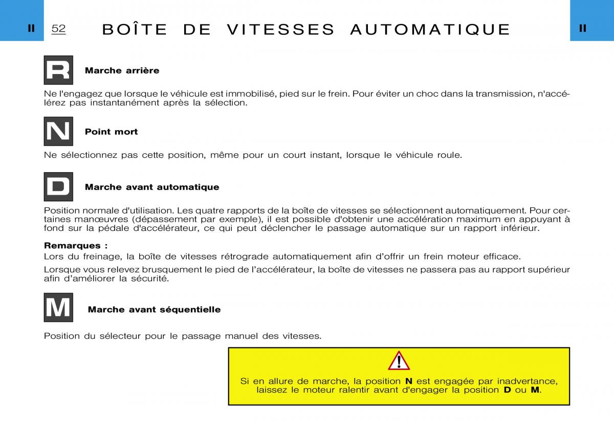 Citroen Xsara Picasso manuel du proprietaire / page 54