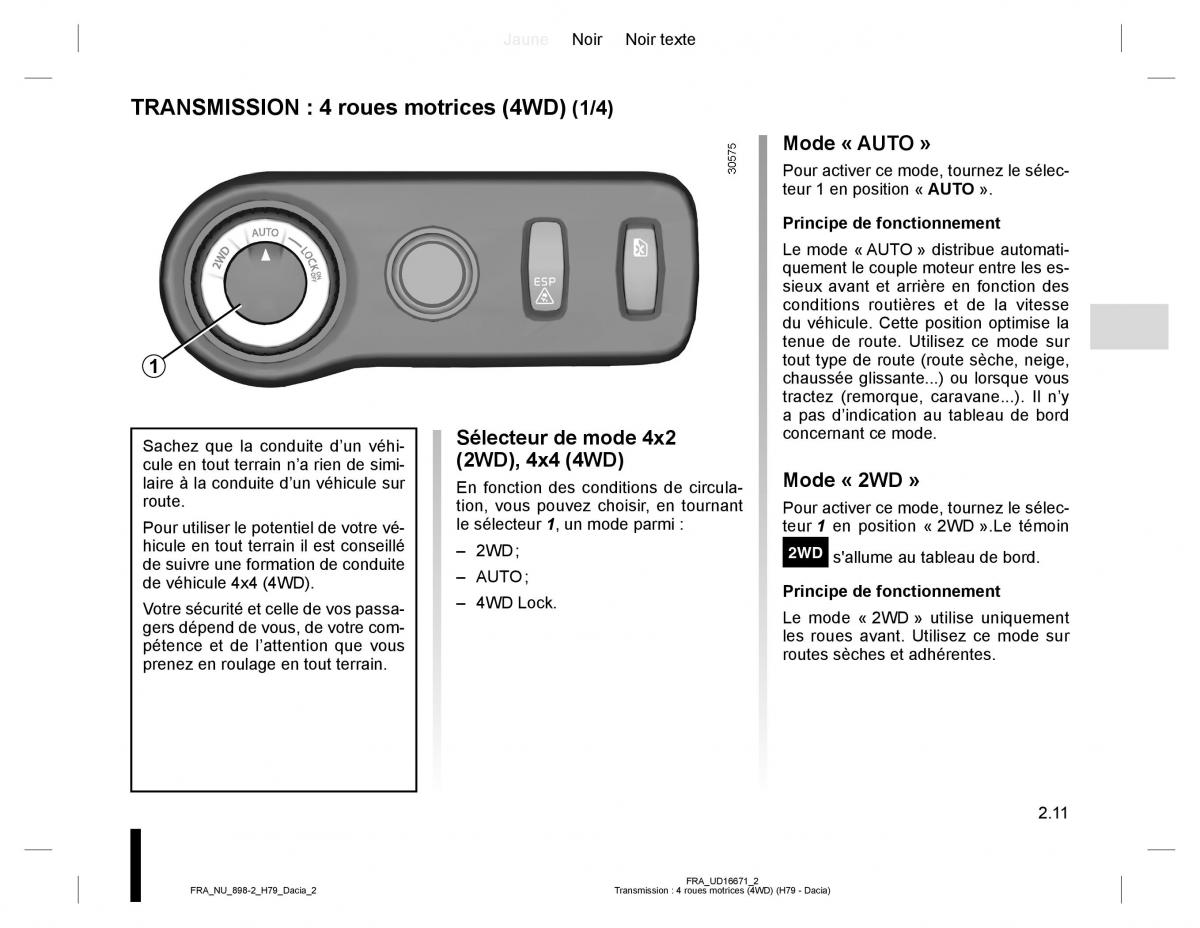 manual  Dacia Duster I 1 manuel du proprietaire / page 71