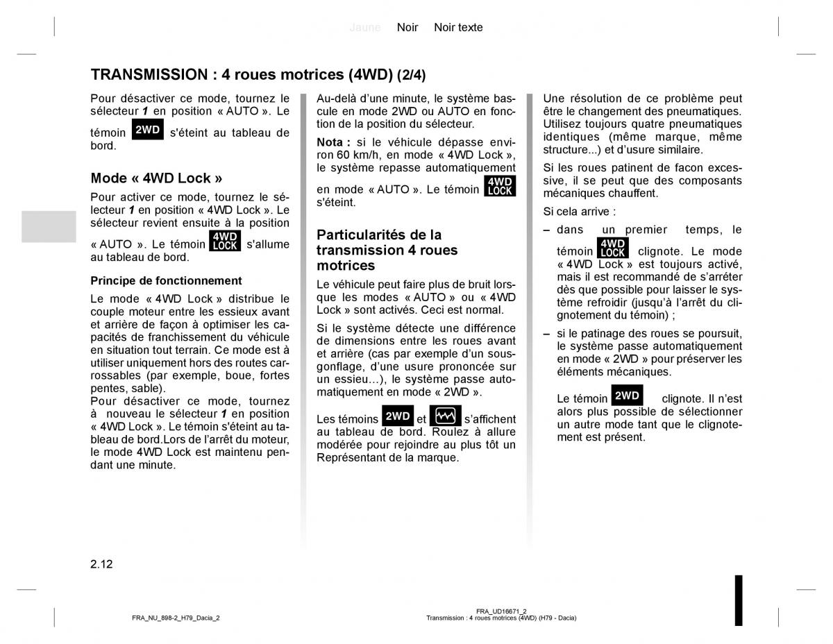 manual  Dacia Duster I 1 manuel du proprietaire / page 72