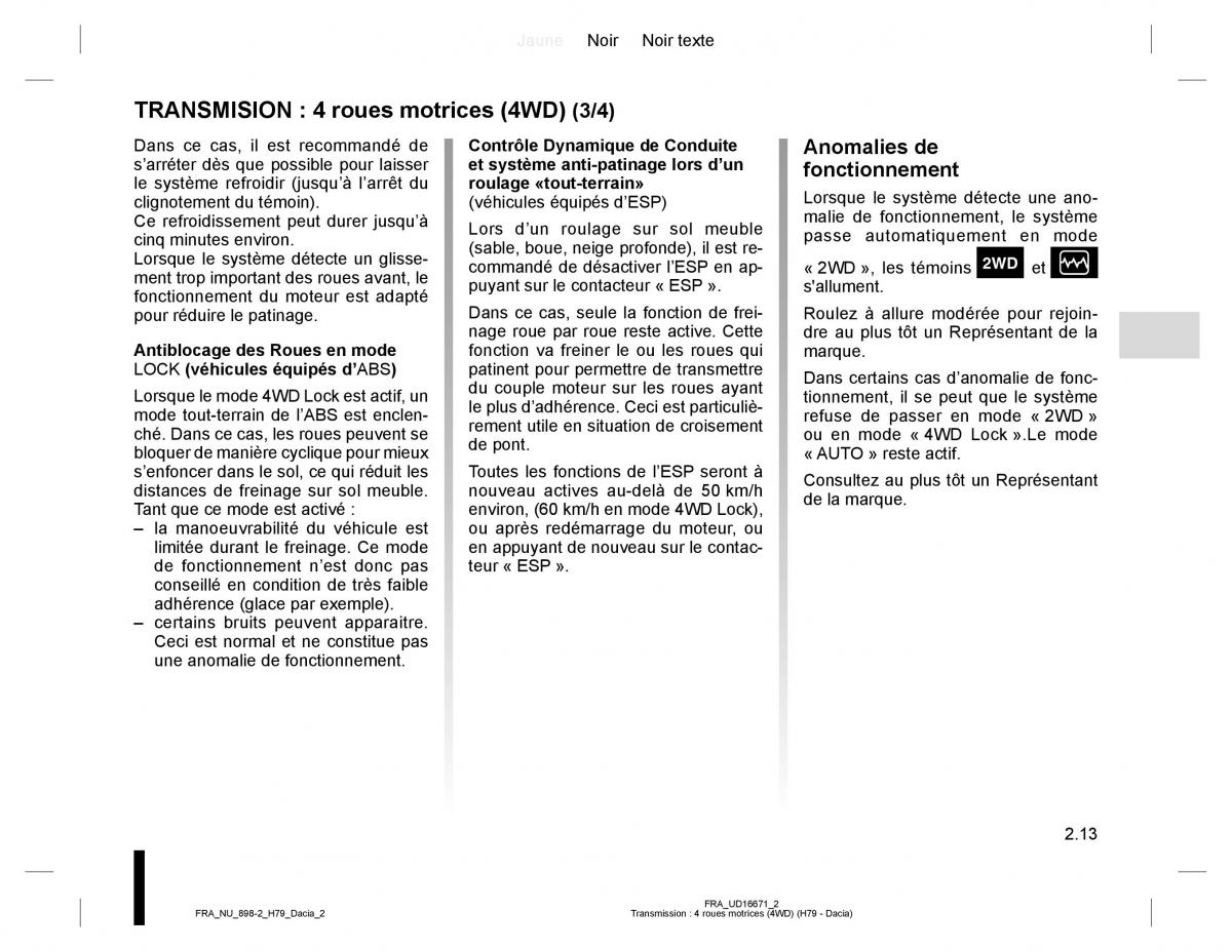 manual  Dacia Duster I 1 manuel du proprietaire / page 73