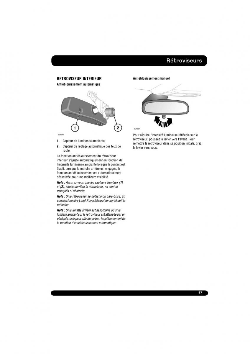 manual  Land Rover Range Rover Evoque manuel du proprietaire / page 57