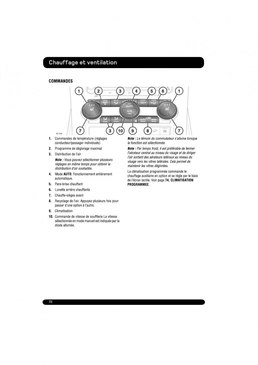 manual  Land Rover Range Rover Evoque manuel du proprietaire / page 72