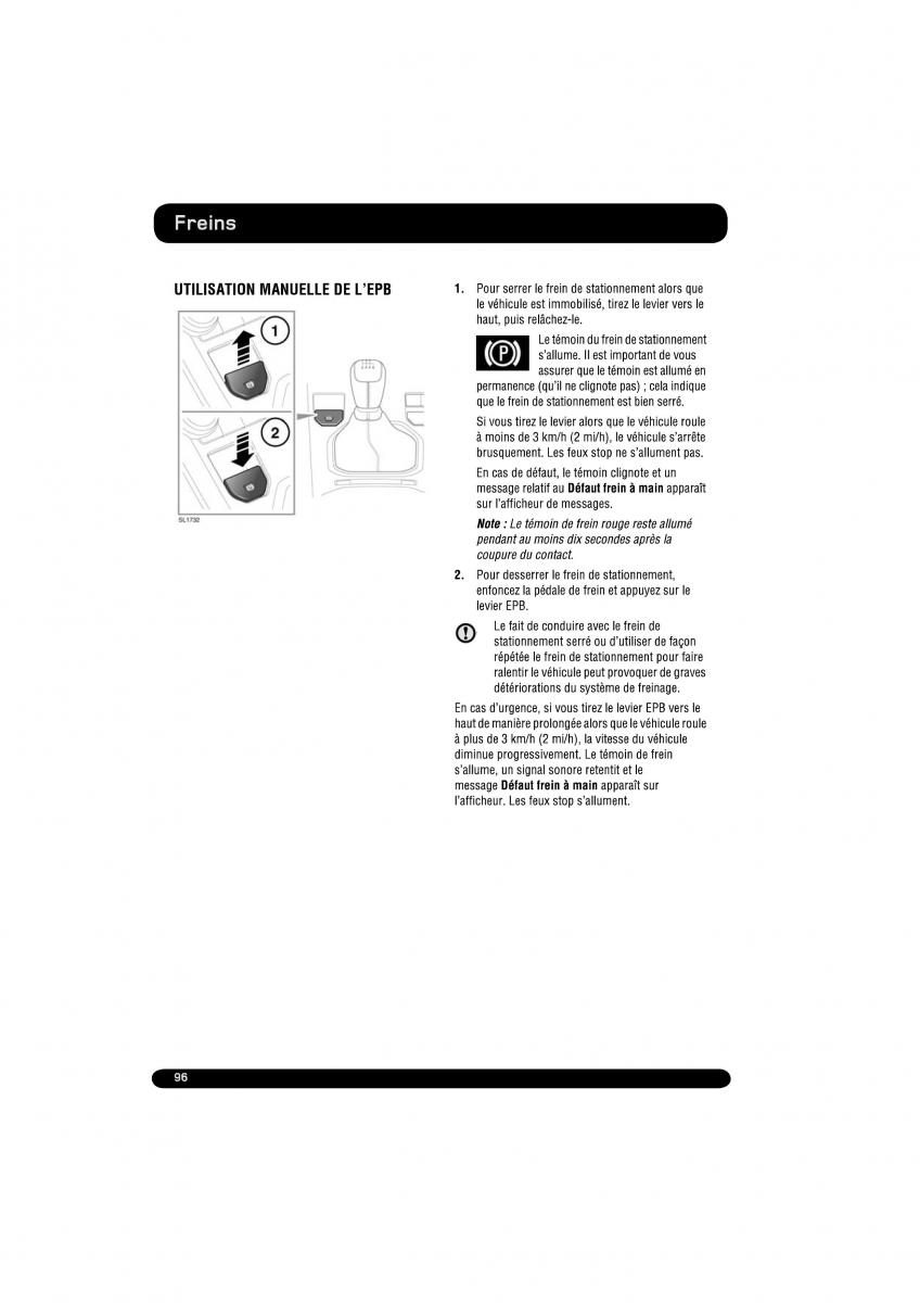 manual  Land Rover Range Rover Evoque manuel du proprietaire / page 96