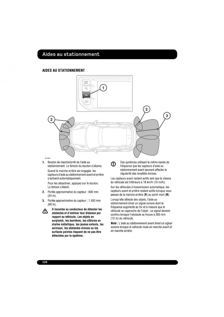 manual  Land Rover Range Rover Evoque manuel du proprietaire / page 108