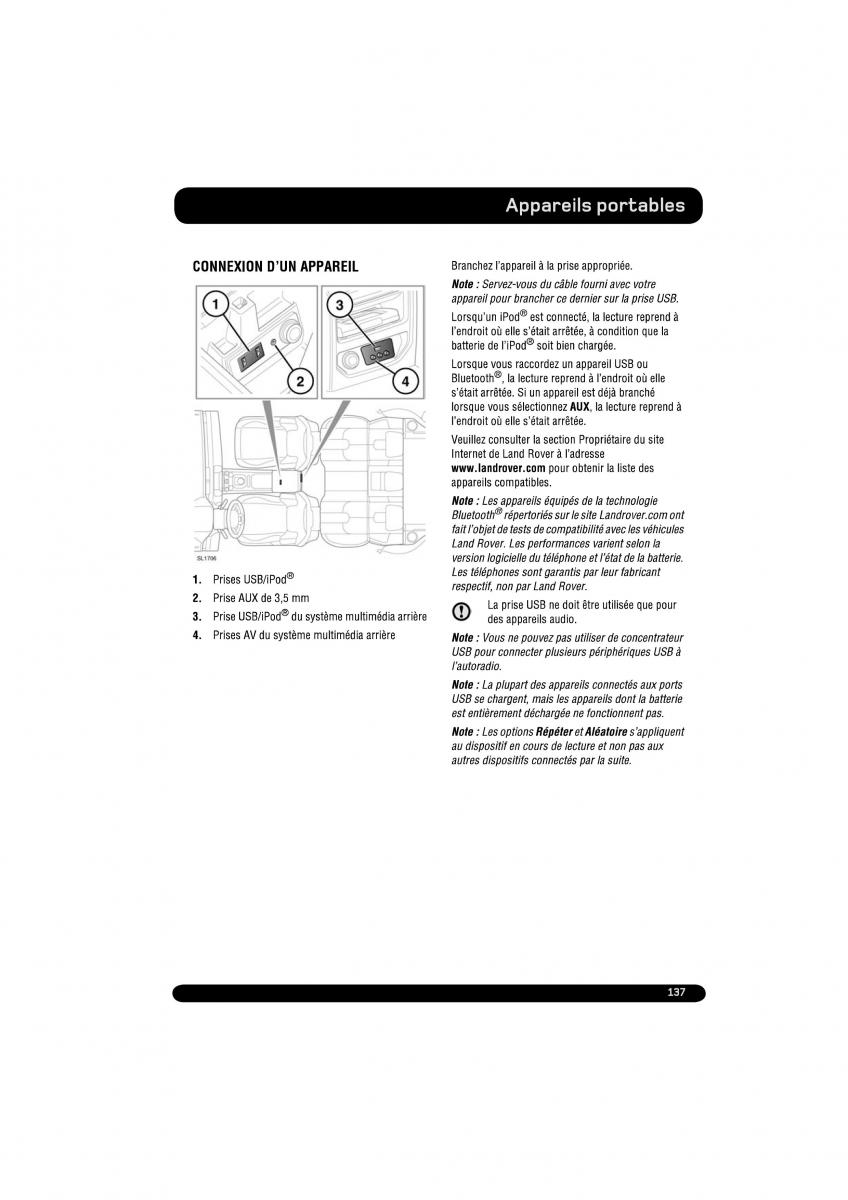 manual  Land Rover Range Rover Evoque manuel du proprietaire / page 137