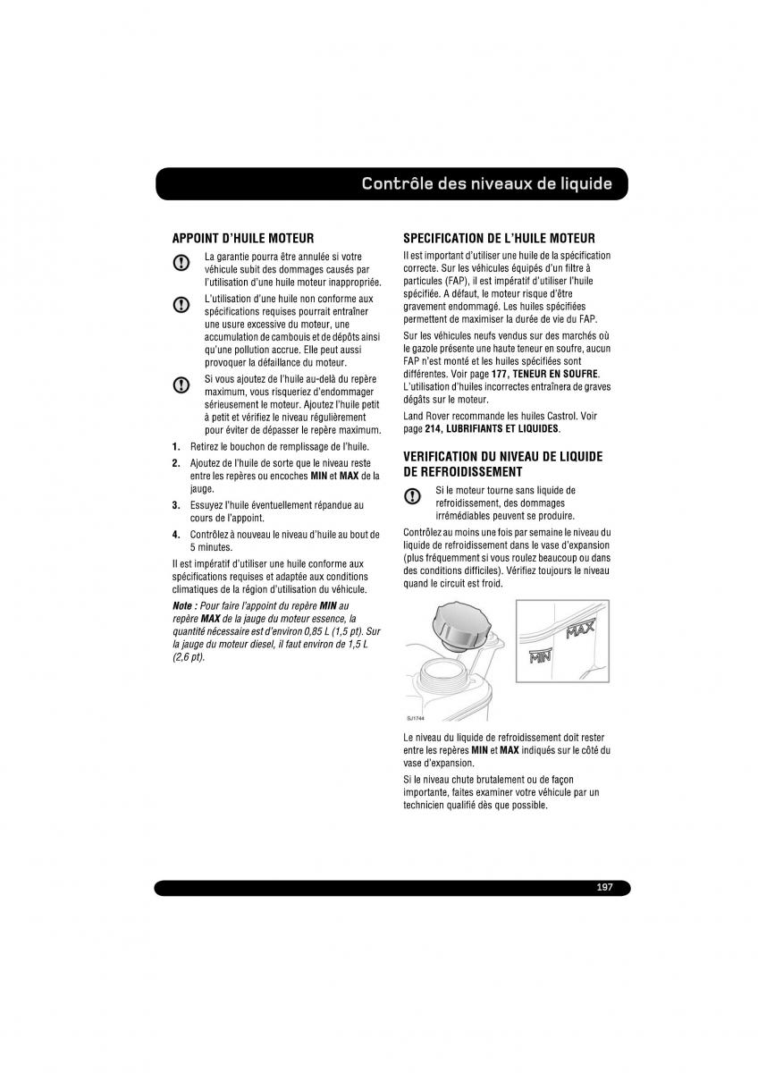 manual  Land Rover Range Rover Evoque manuel du proprietaire / page 197