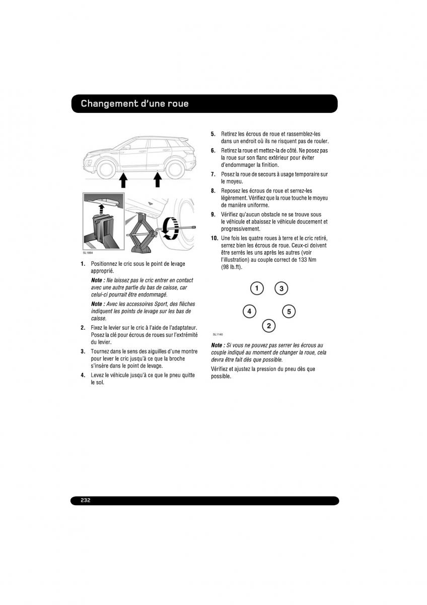 manual  Land Rover Range Rover Evoque manuel du proprietaire / page 232