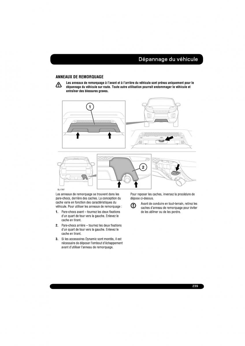 manual  Land Rover Range Rover Evoque manuel du proprietaire / page 239