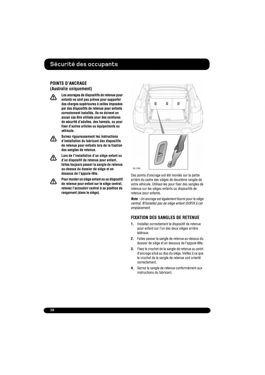 manual  Land Rover Range Rover Evoque manuel du proprietaire / page 38