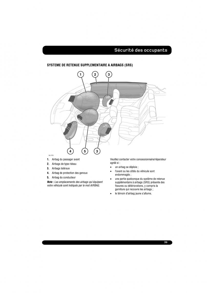 manual  Land Rover Range Rover Evoque manuel du proprietaire / page 39