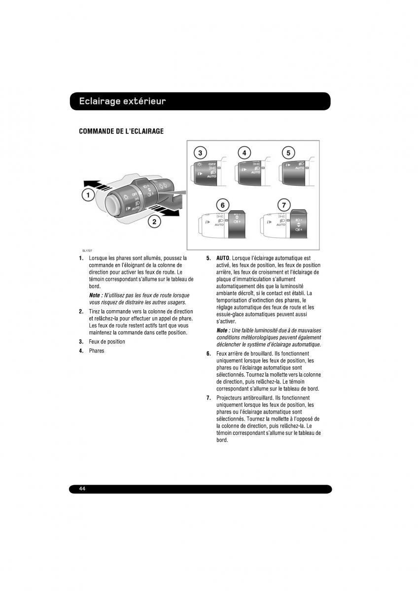 manual  Land Rover Range Rover Evoque manuel du proprietaire / page 44