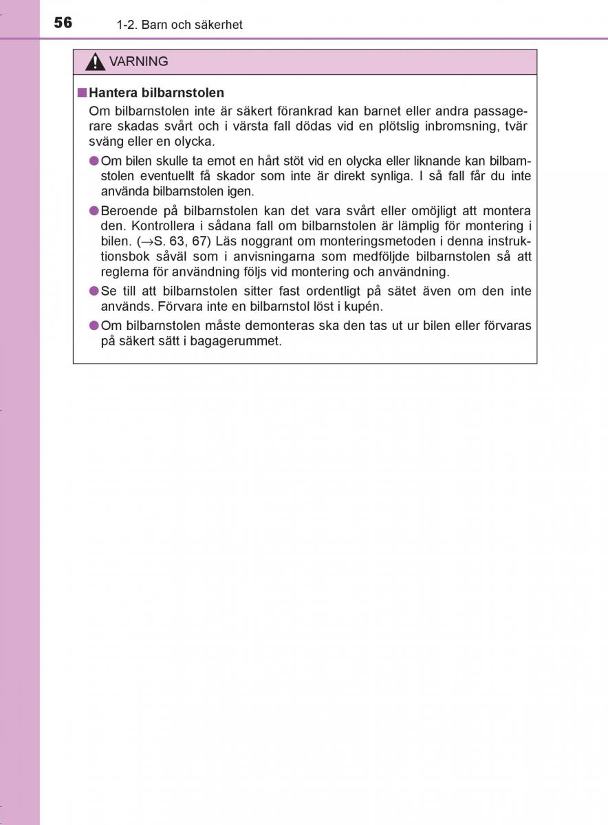 Toyota C HR instruktionsbok / page 56