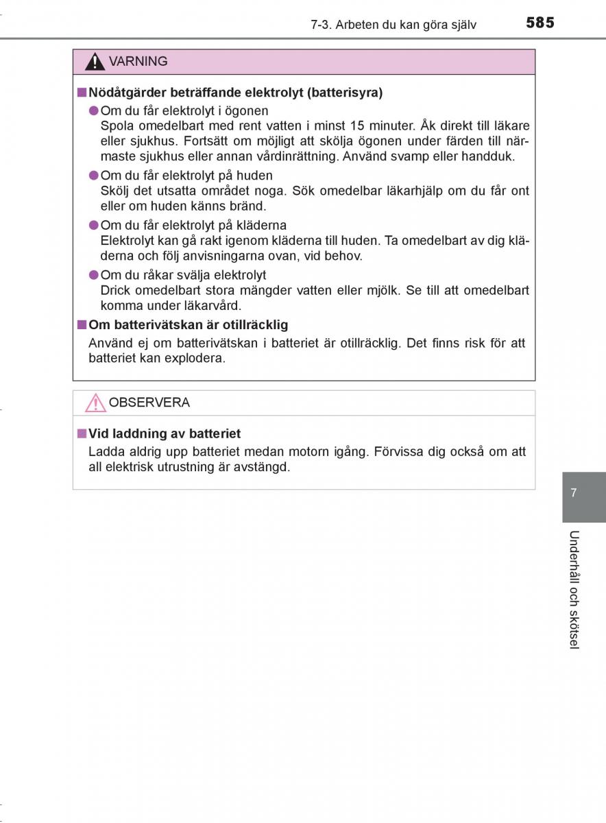 Toyota C HR instruktionsbok / page 585