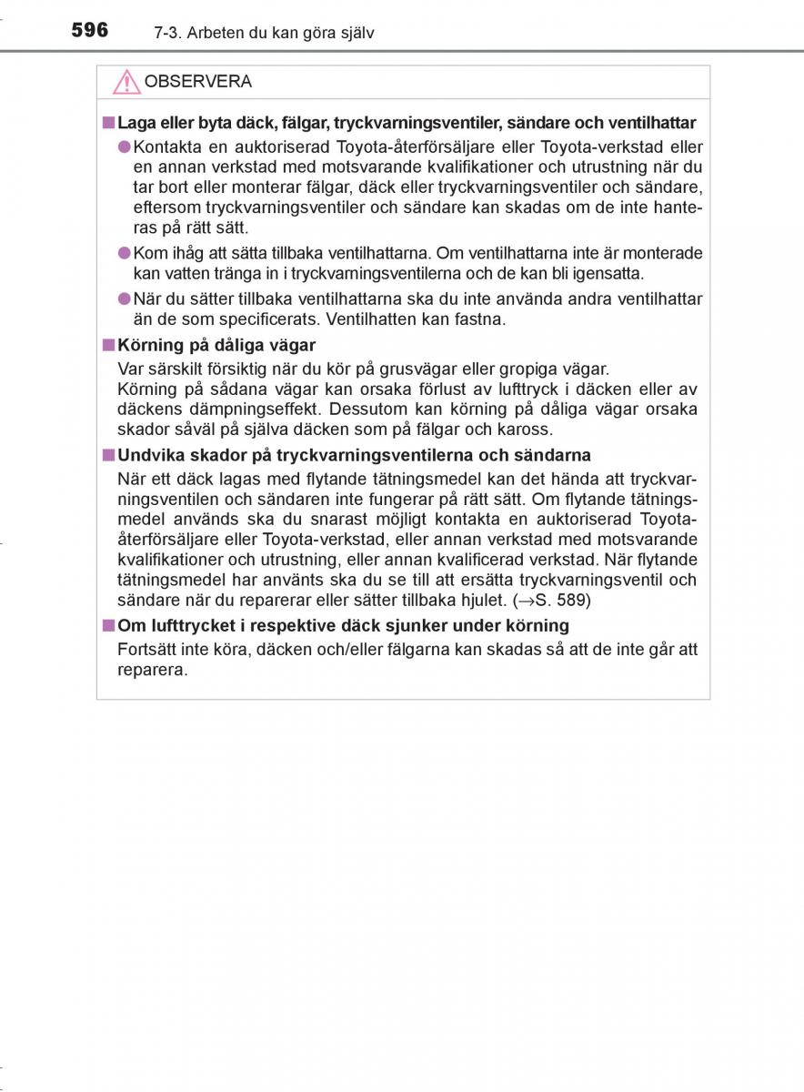 Toyota C HR instruktionsbok / page 596