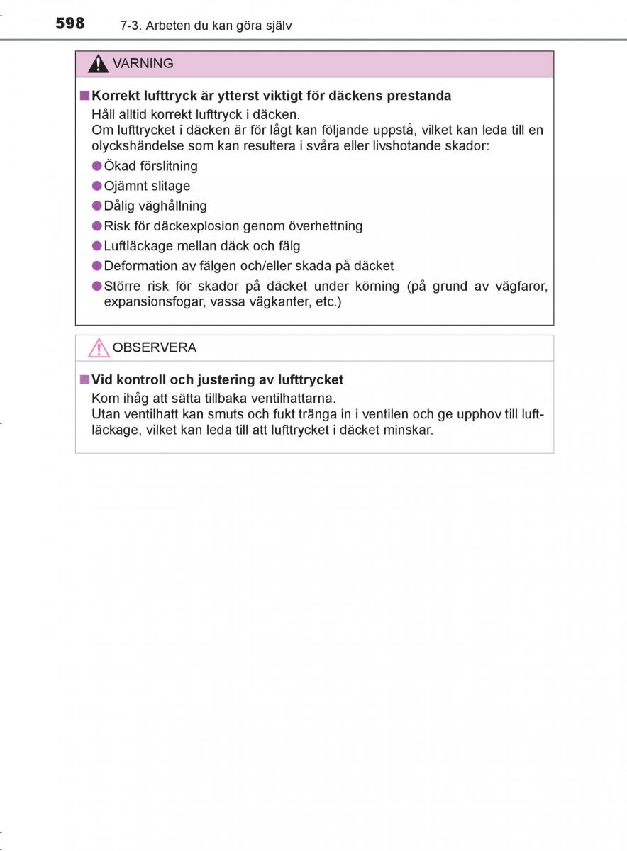 Toyota C HR instruktionsbok / page 598