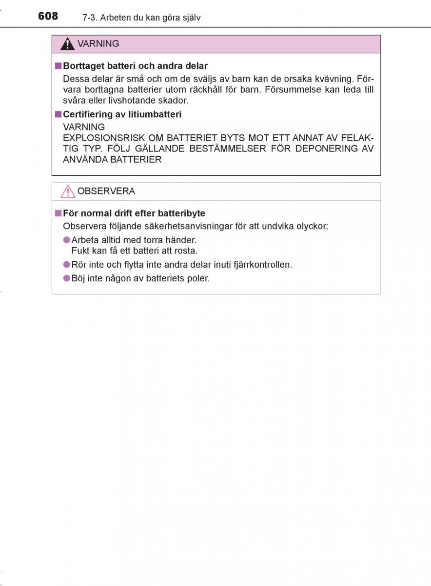 Toyota C HR instruktionsbok / page 608