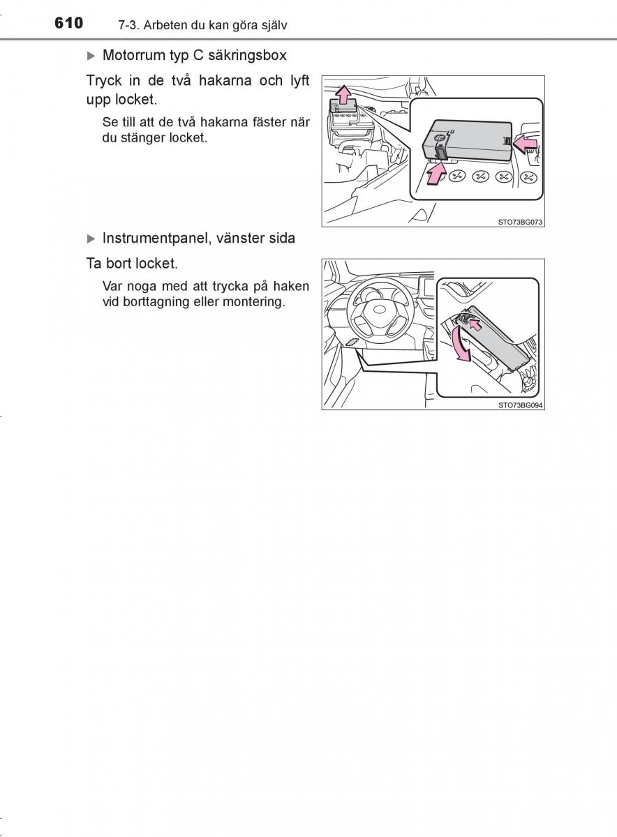 Toyota C HR instruktionsbok / page 610