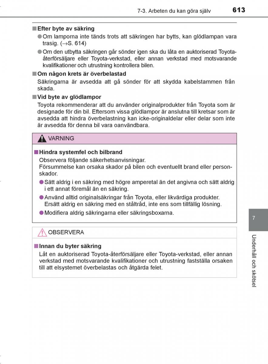 Toyota C HR instruktionsbok / page 613