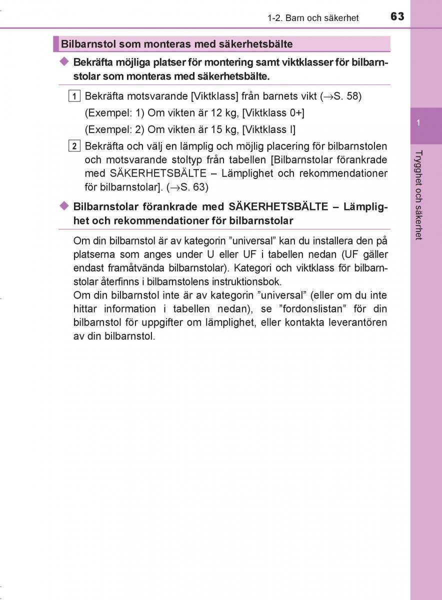 Toyota C HR instruktionsbok / page 63