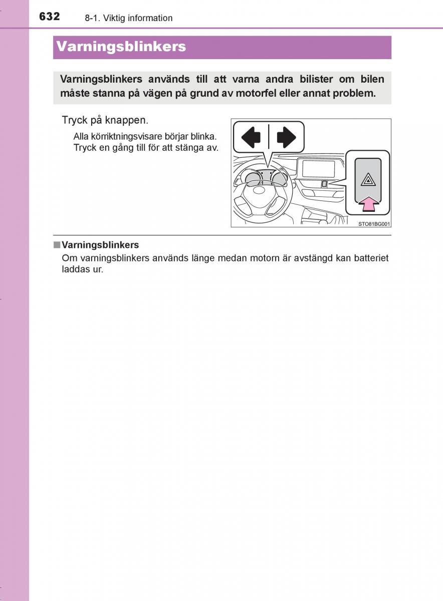 Toyota C HR instruktionsbok / page 632