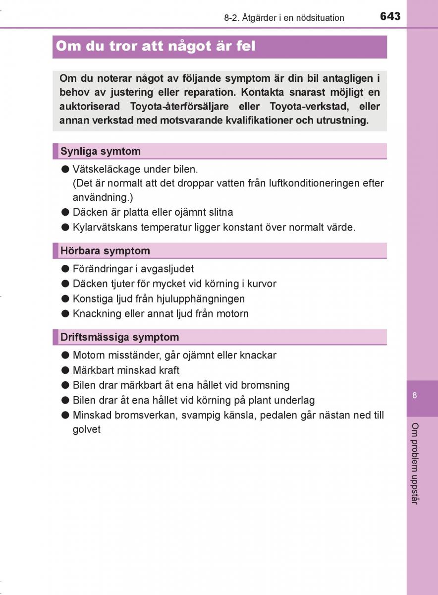 Toyota C HR instruktionsbok / page 643