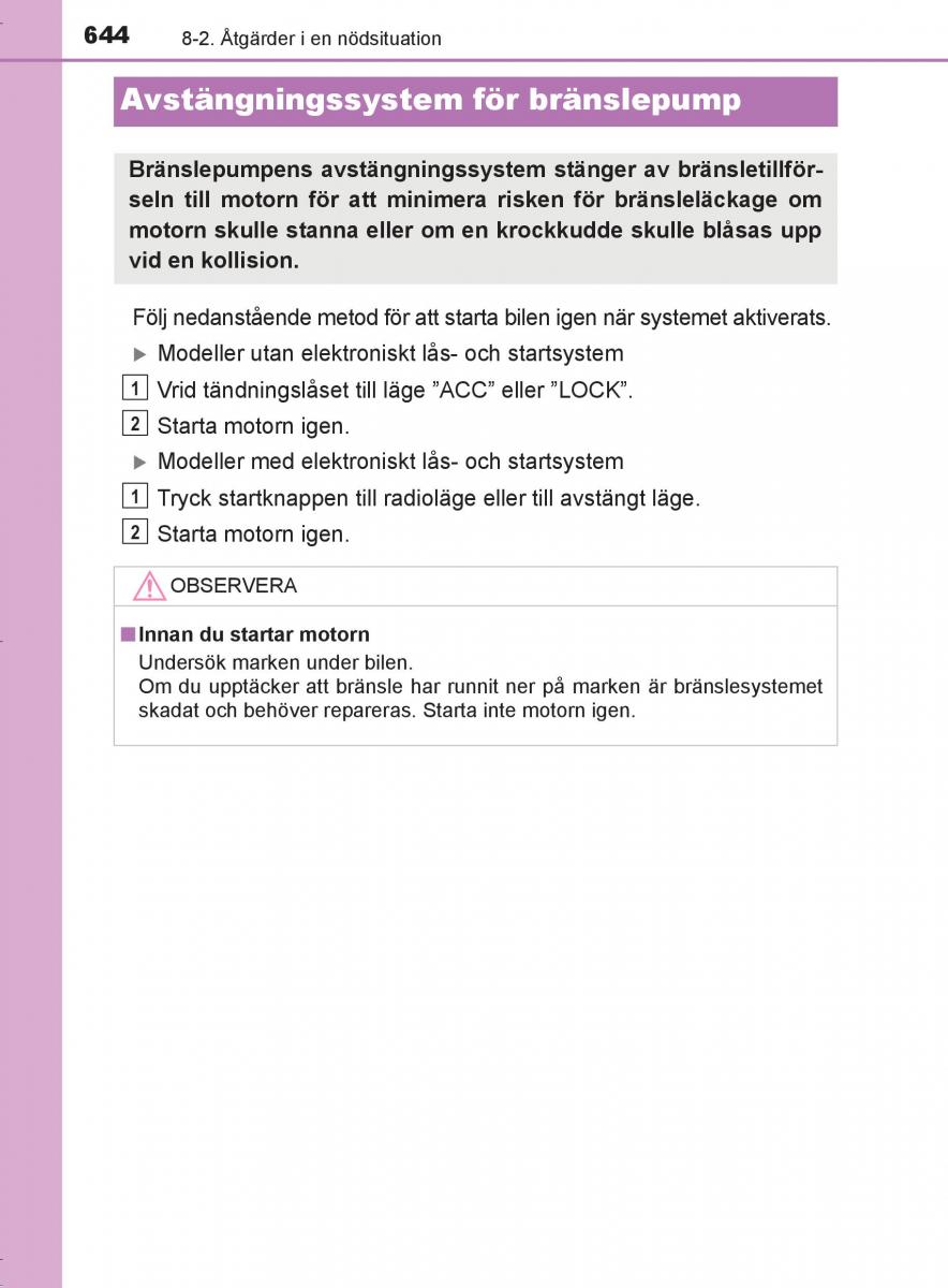 Toyota C HR instruktionsbok / page 644