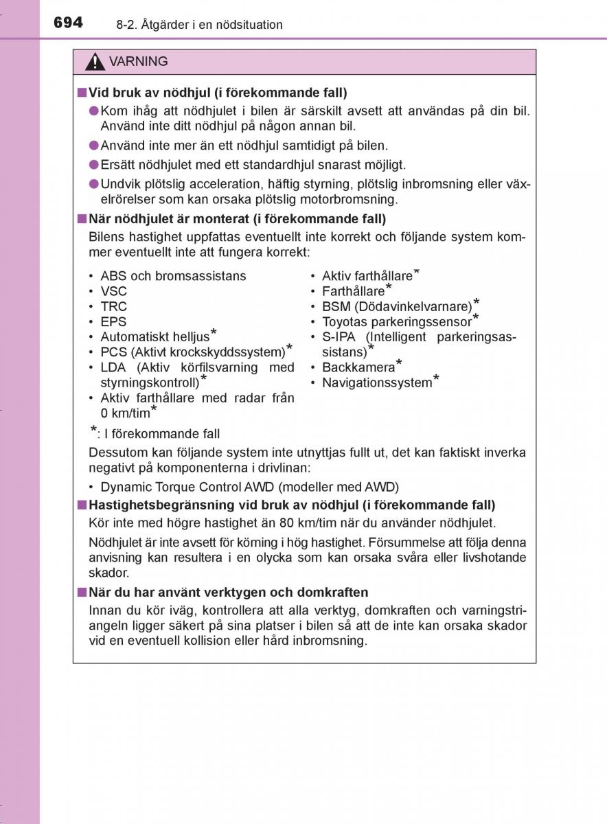 Toyota C HR instruktionsbok / page 694