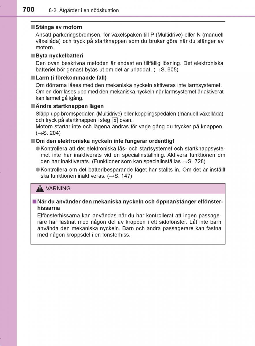 Toyota C HR instruktionsbok / page 700