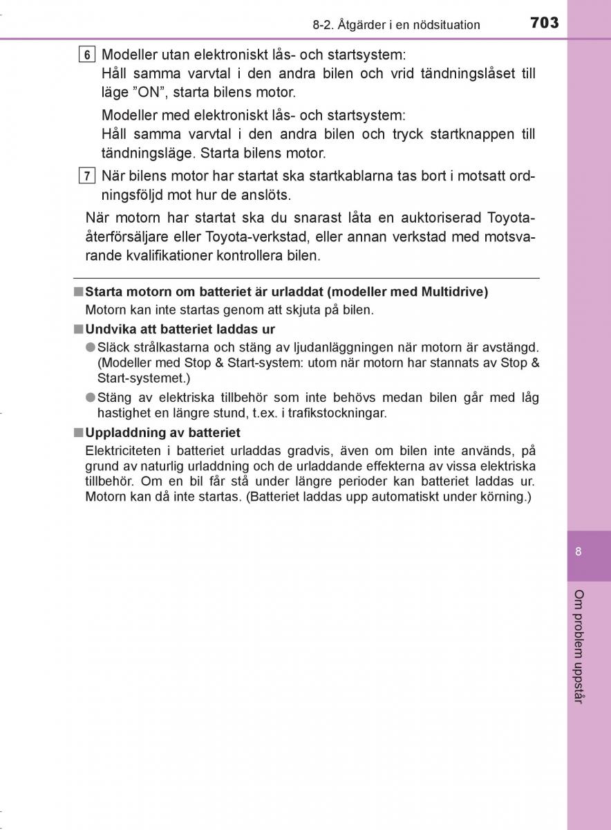 Toyota C HR instruktionsbok / page 703