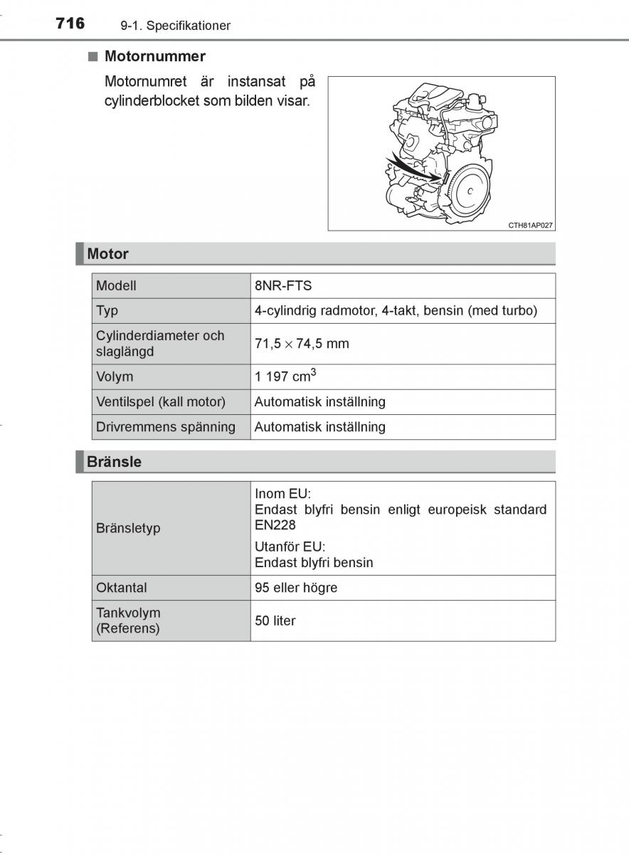 Toyota C HR instruktionsbok / page 716