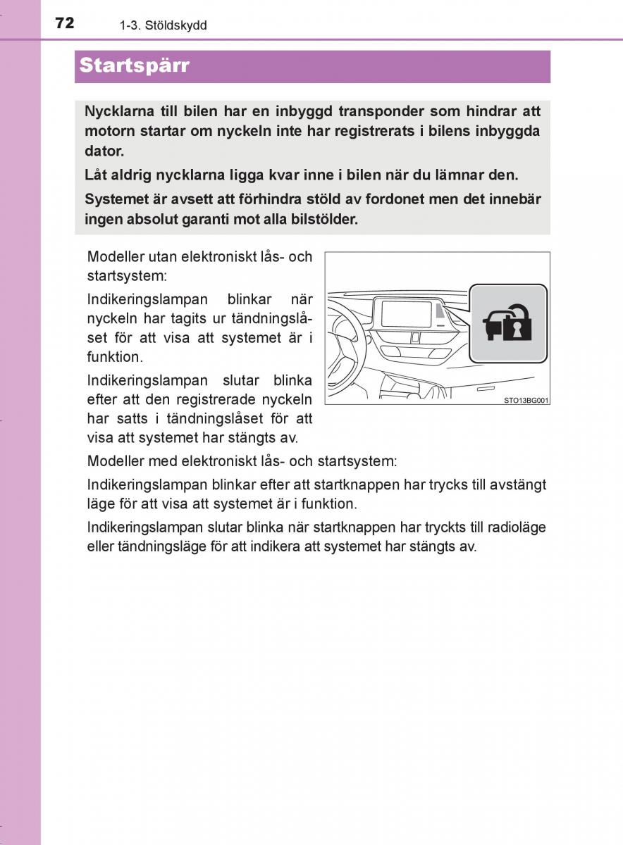 Toyota C HR instruktionsbok / page 72