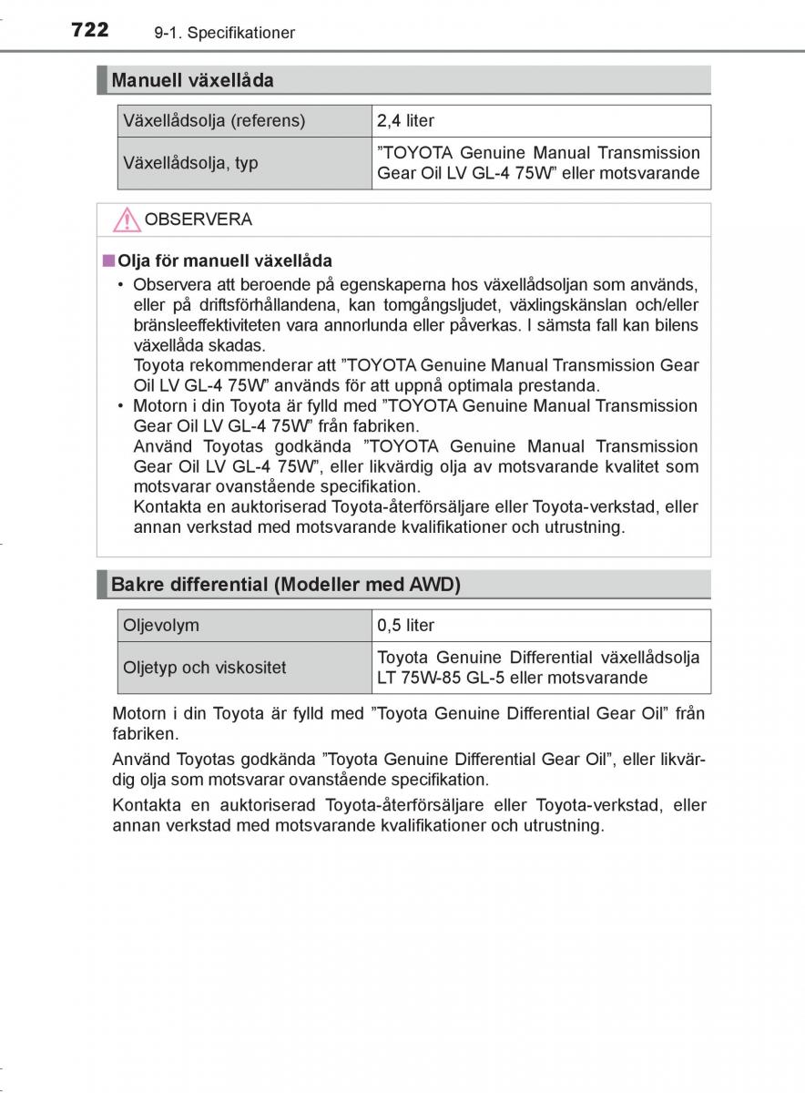 Toyota C HR instruktionsbok / page 722