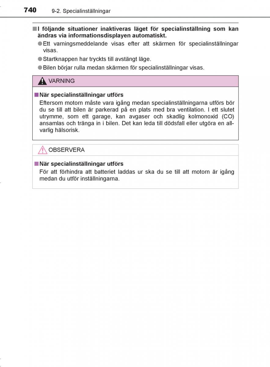 Toyota C HR instruktionsbok / page 740