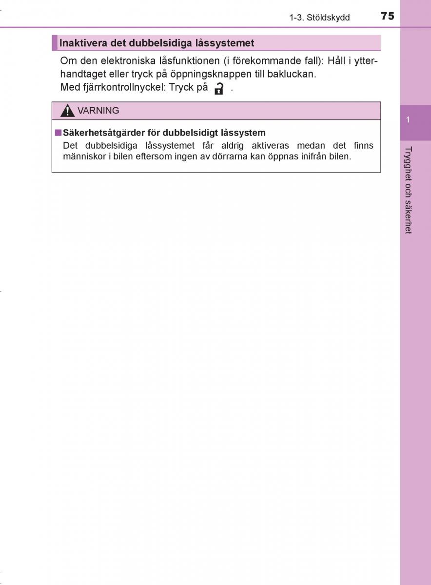 Toyota C HR instruktionsbok / page 75