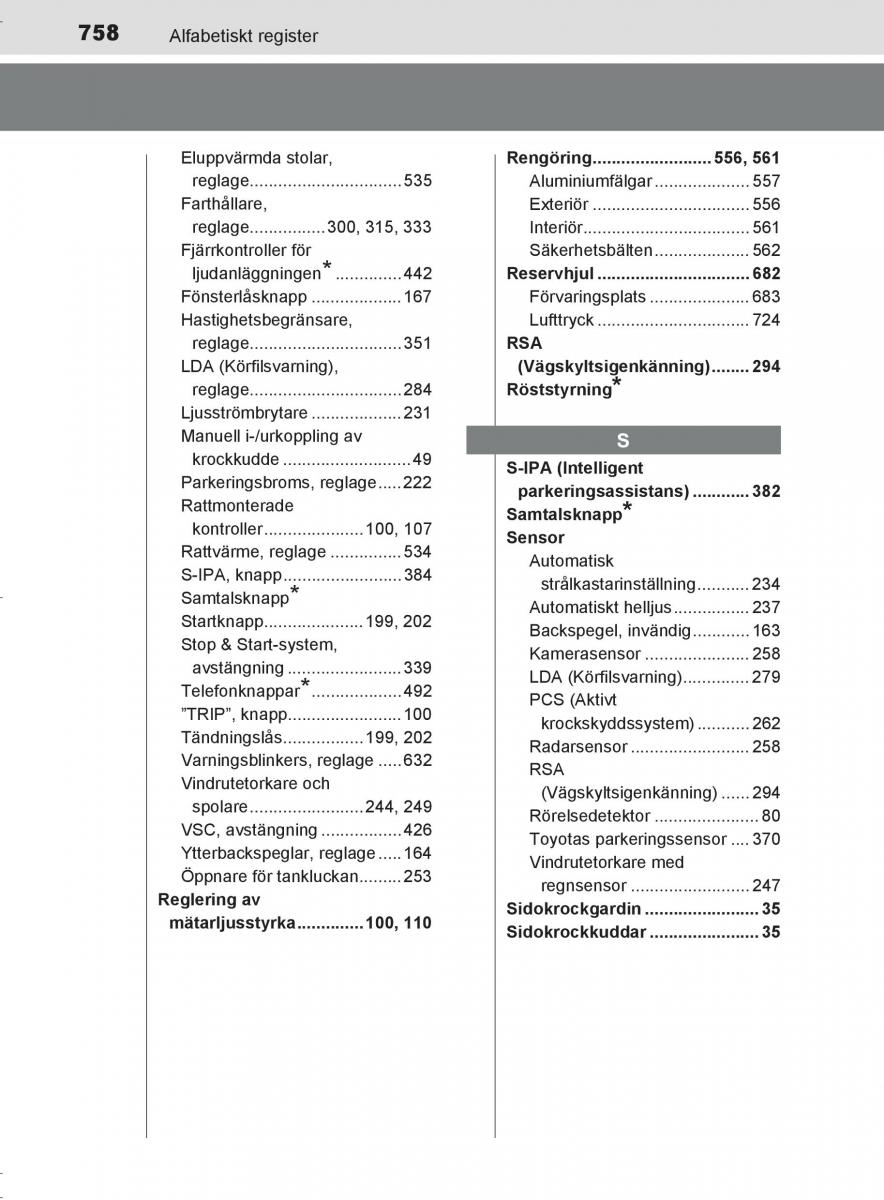 Toyota C HR instruktionsbok / page 758