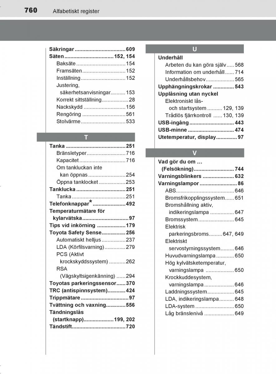 Toyota C HR instruktionsbok / page 760