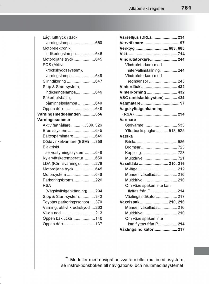 Toyota C HR instruktionsbok / page 761