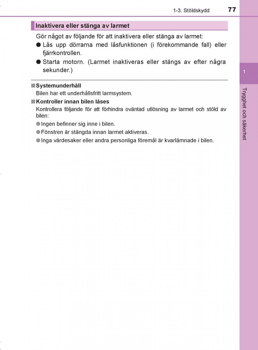 Toyota C HR instruktionsbok / page 77