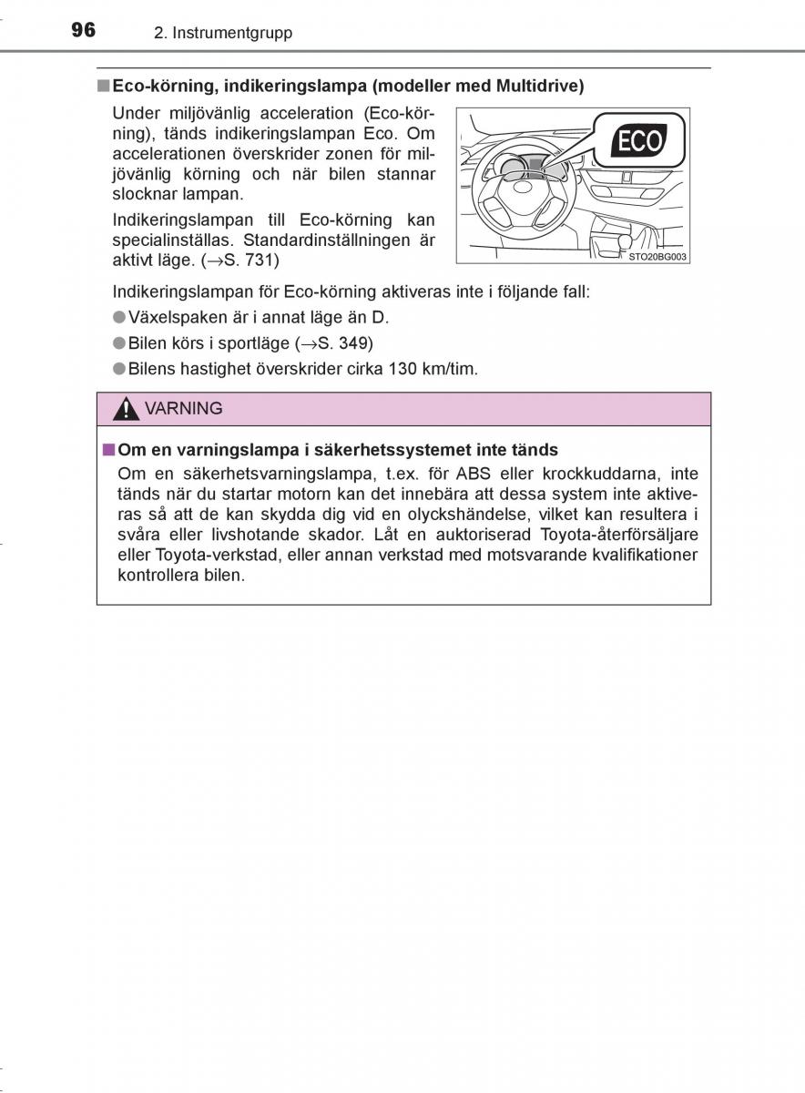 Toyota C HR instruktionsbok / page 96