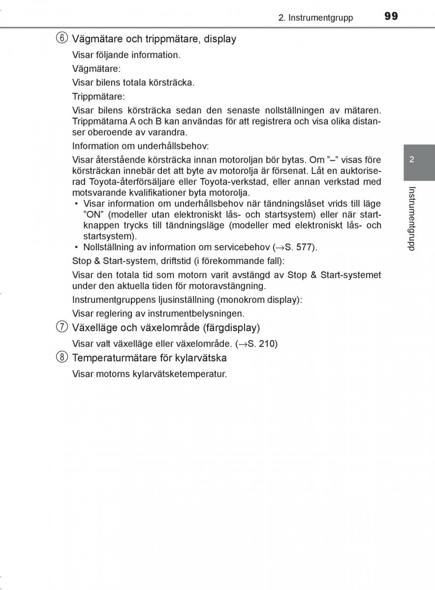 Toyota C HR instruktionsbok / page 99