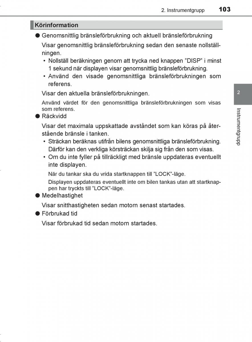 Toyota C HR instruktionsbok / page 103