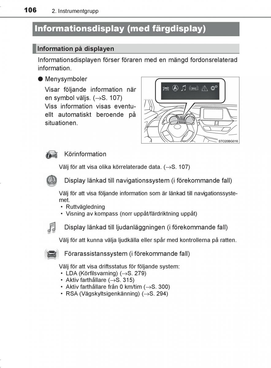 Toyota C HR instruktionsbok / page 106