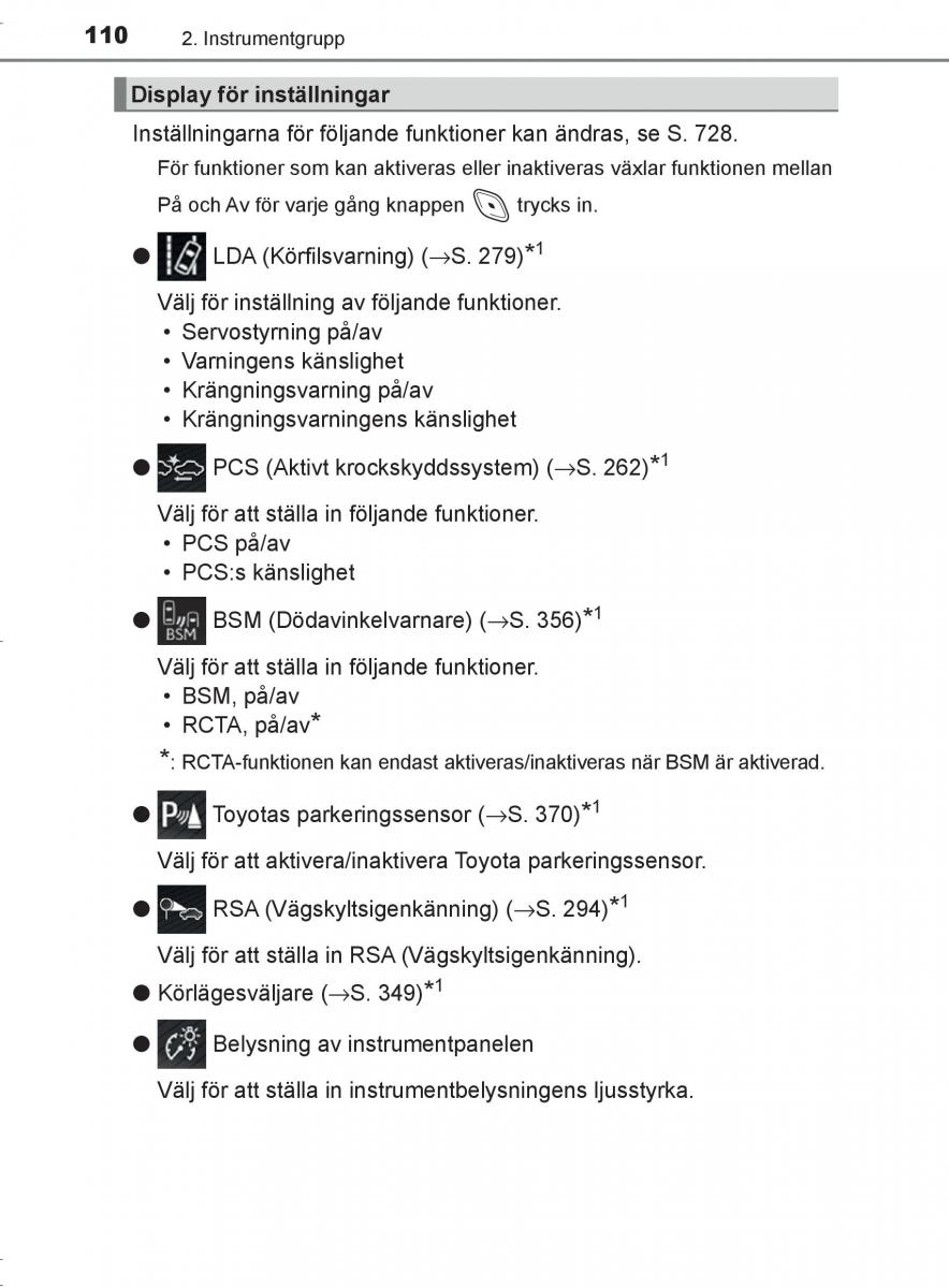 Toyota C HR instruktionsbok / page 110